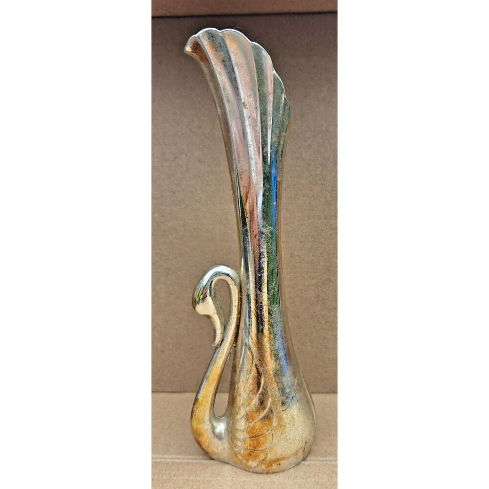 Vintage Oneida Wm A Rogers Silver Plated Swan Bud Vase 7
